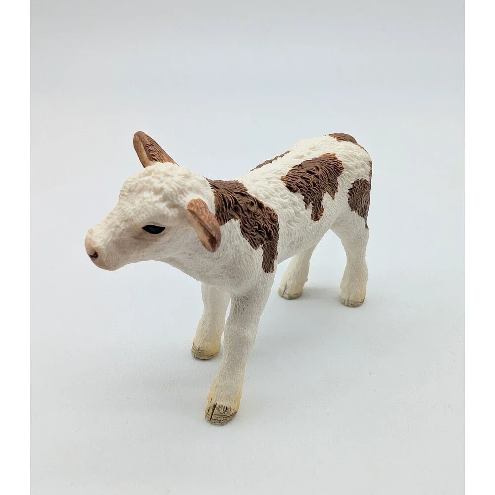 SCHLEICH Brown & White SIMMENTAL CALF Cow Farm Animal Figure 2015 Retired